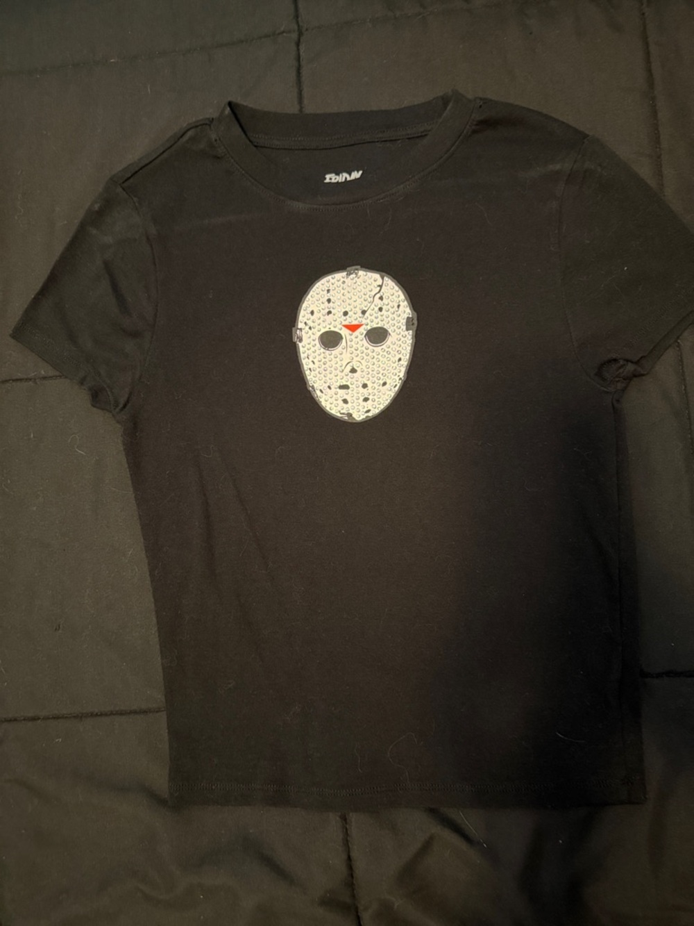 Black Friday the Thirteenth Rhinestone Jason Mask baby tee